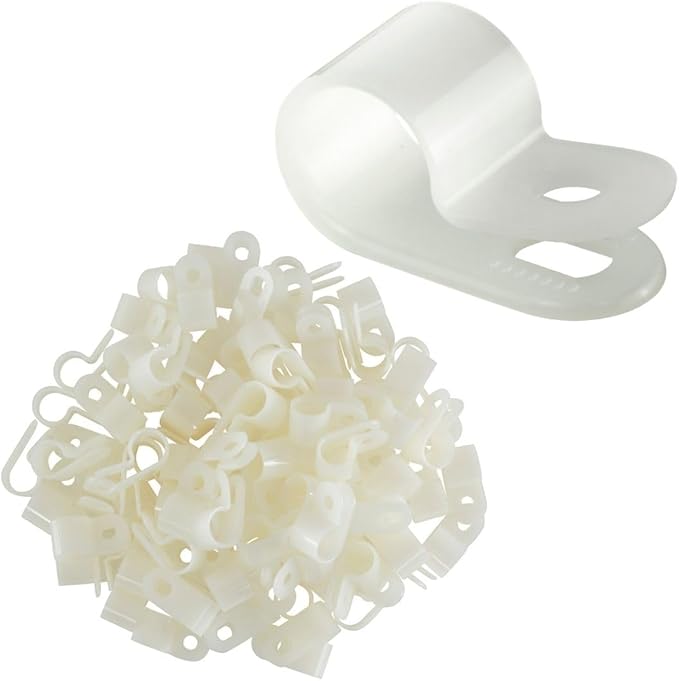 GTSE White Nylon Plastic Cable Clamps, 3/8" Screw Mounts - Image 2