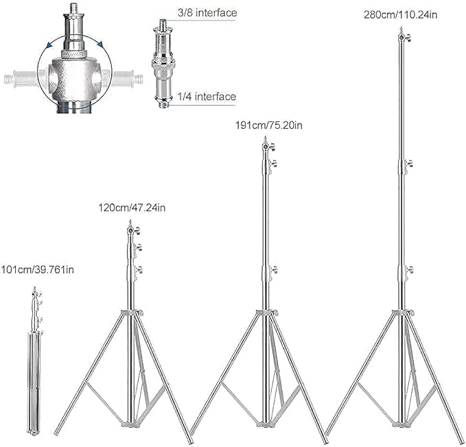 Stainless Steel Photography Video Tripod Stand, Spring Cushioned Heavy Duty - Image 3