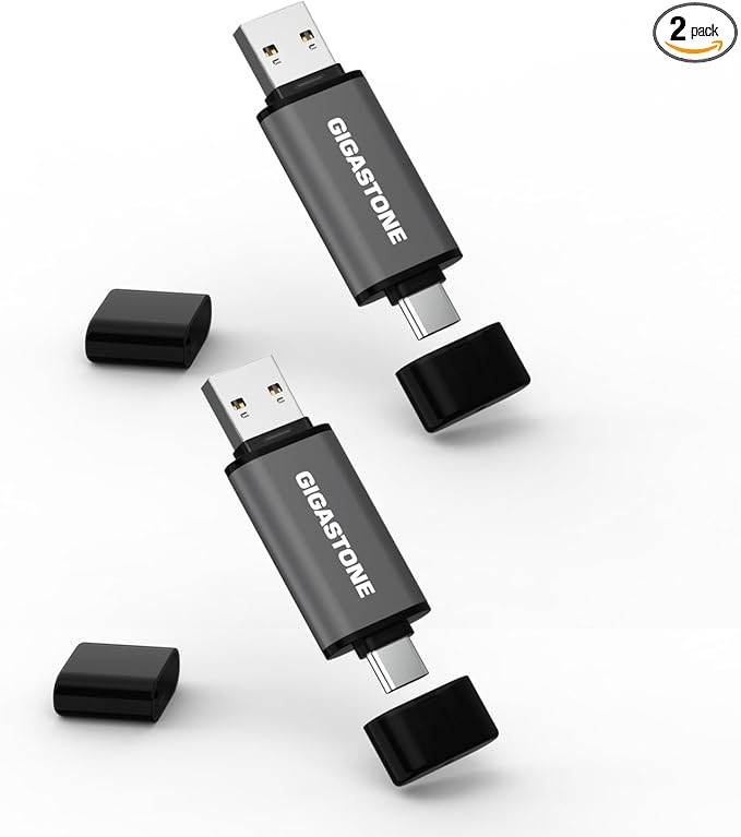 GIGASTONE 128GB Dual Flash Drive Z40 USB 3.2 Gen 1, 2-in-1 Type-A & Type-C by Gigastone