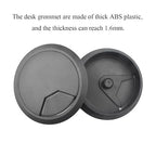 HAHIYO 2Pcs 3.15Inch/80mm Black ABS Plastic Sector-Shaped Desk Grommet Wire - Image 4