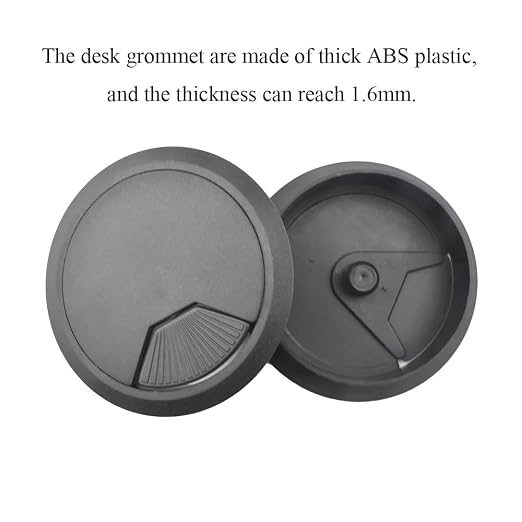 HAHIYO 2Pcs 3.15Inch/80mm Black ABS Plastic Sector-Shaped Desk Grommet Wire - Image 4