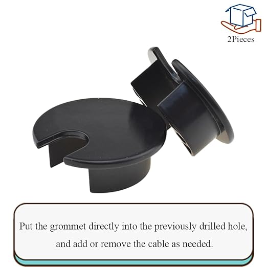 HAHIYO 2Pcs 1.38Inch/35mm Black Zinc Alloy Desk Grommet Wire Grommet Cable - Image 6