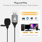 MAONO USB Lavalier Microphone, 192KHZ/24BIT Plug & Play Omnidirectional Lapel - Image 5
