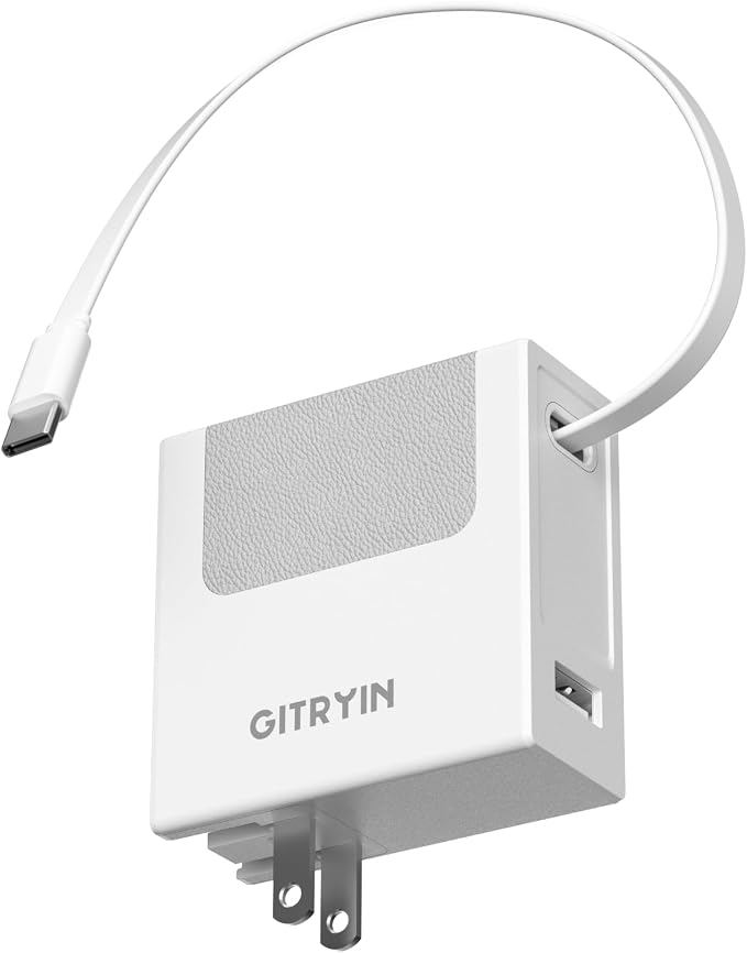 Portable Phone Charger Block, Retractable Wall Charger by GITRYIN