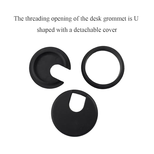 HAHIYO 2Pcs 1.77Inch/45mm Black ABS Plastic U-Shaped Desk Grommet Wire Grommet - Image 3