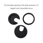HAHIYO 2Pcs 1.77Inch/45mm Black ABS Plastic U-Shaped Desk Grommet Wire Grommet - Image 3