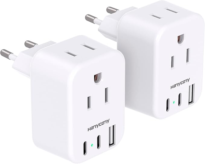 European Travel Plug Adapter for International, HANYCONY Italy Spain Power by HANYCONY