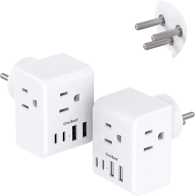 2 Pack Israel Power Adapter, One Beat Israel Travel Plug Adapter by OneBeat