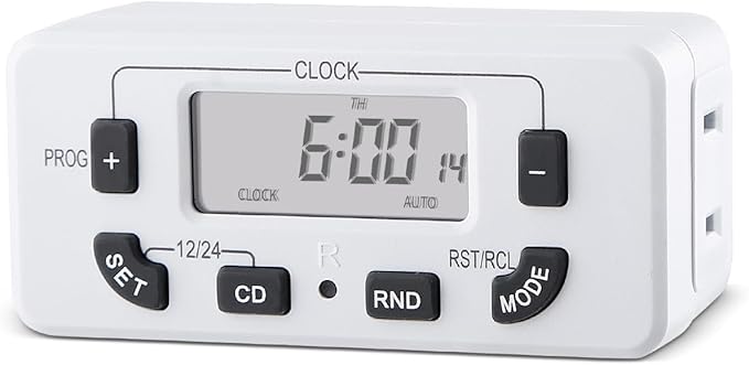 7 Day Programmable Digital Timer Outlet, Indoor Timer by Unknown