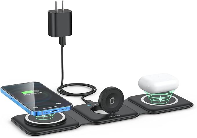 Wireless Charger 3 in 1, RTOPS Magnetic Travel Wireless Charging Station by RTOPS