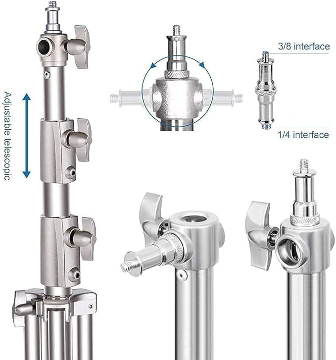 Stainless Steel Light Stand Photography, Spring Cushioned Heavy Duty Tripod - Image 4