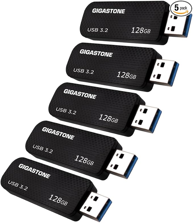 GIGASTONE 128GB Flash Drive Z30 USB 3.2 Gen 1, 100MB/s Ultra Fast, Keychain Loop by Gigastone