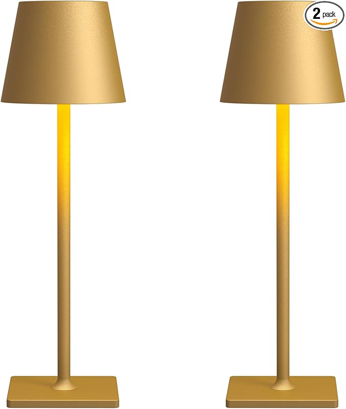 2 Pack Rechargeable Table Lamps, Outdoor Table Lights, Waterproof, Portable by Fizrice