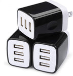 Wall Charger Adapter, USB Cubes, Sicodo 3Pack Universal Travel 3.1A 3 Muti Port by Sicodo