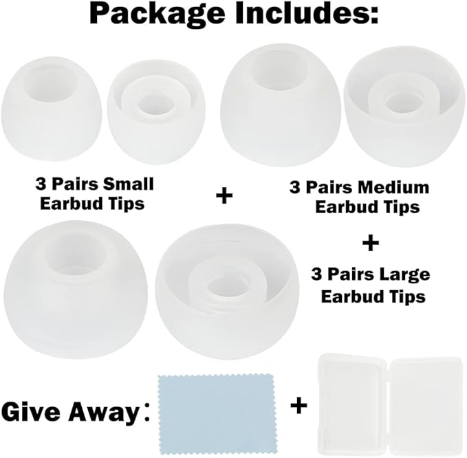 Earbud Tips - 9 Pairs Replacement Ear Tips Compatible - Image 2