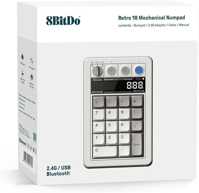 8Bitdo 18 Key Retro Mechanical Numpad, Supports PC & Standard Calculator Mode - Image 9