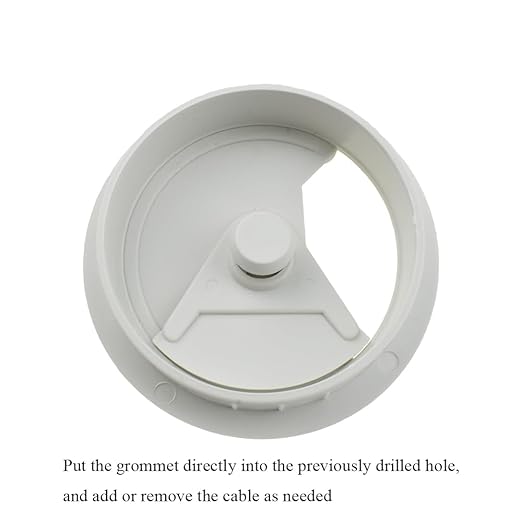 HAHIYO 2Pcs 2.4Inch/60mm White ABS Plastic Sector-Shaped Desk Grommet Wire - Image 4