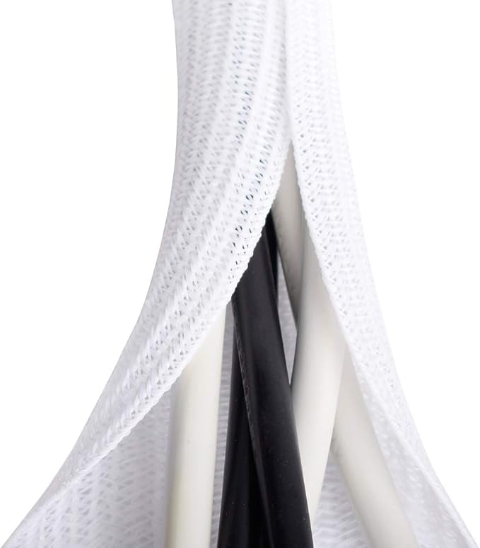 6.6ft - 2/3 inch White Cable Sleeve, Cable Organizer by ZhiYo