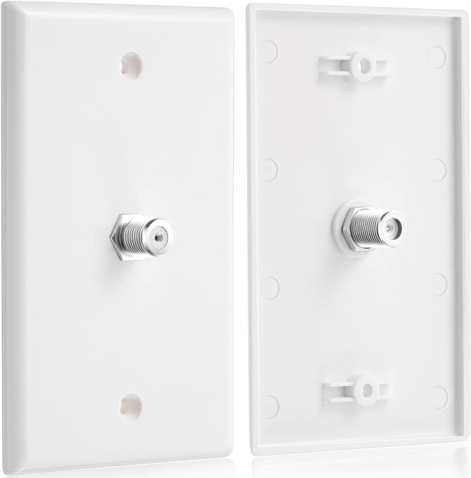 1-Port TV Cable Wall Jack F Connector Coax Video Jack Single Gang Wall Plates - Image 2