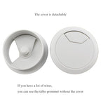 HAHIYO 2Pcs 2Inch/50mm White ABS Plastic Sector-shaped Desk Grommet Wire - Image 4