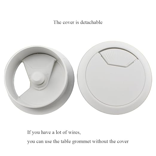 HAHIYO 2Pcs 2Inch/50mm White ABS Plastic Sector-shaped Desk Grommet Wire - Image 4