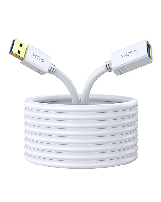 VCZHS Tech USB Extension Cable White 3.3ft, USB 3.0 Extender by VCZHSTech