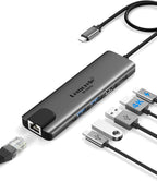 Lemorele USB-C Hub 6-in-1 with 4K@60Hz HDMI, Gigabit Ethernet, 100W Power by Lemorele