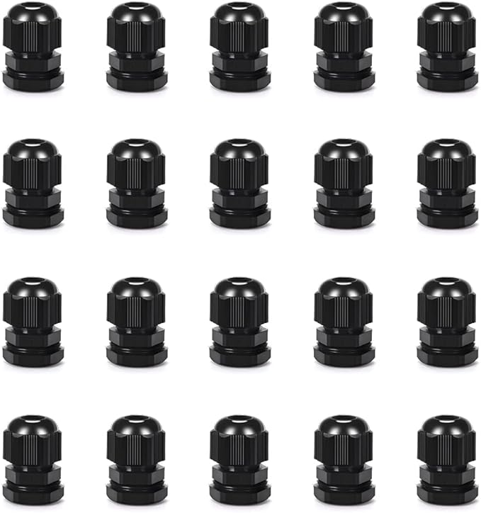 Cable Gland 20 Pack Plastic Waterproof Adjustable Connector 5-10mm PG11 Strain by CGELE