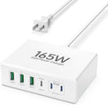 165W USB C Charging Station Hub, 6 Port PD GaN Fast Wall Charger Block Type C by LCGENS