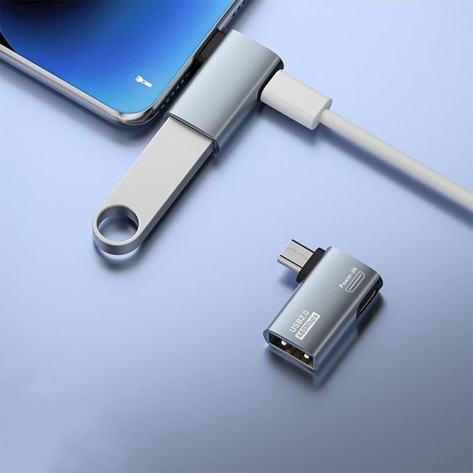 Powered Left & Right Angle USB 2.0 Micro Male to USB Female Host OTG Adapter - Image 4