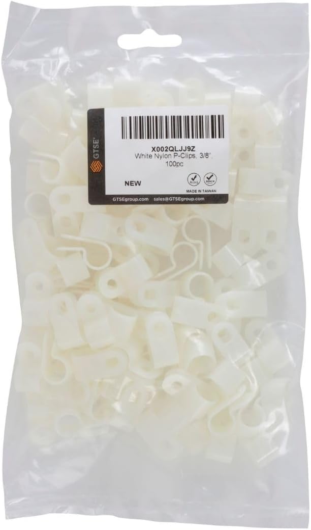 GTSE White Nylon Plastic Cable Clamps, 3/8" Screw Mounts - Image 5