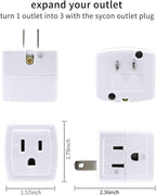SYCON Adapter Outlet Extender, 2-Prong to 3-Prong Mini Wall Plug - Image 3