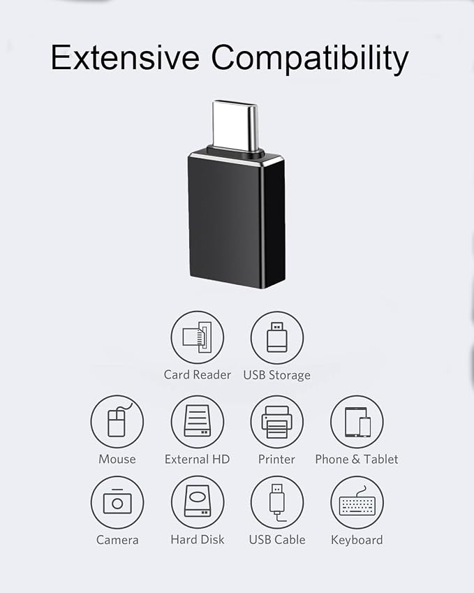 USB C Male to USB A Female Adapter, USB 3.2 GEN2 10Gbps High-Speed Data PD 60W - Image 3