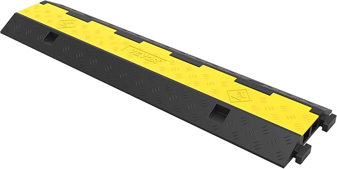 VEVOR Cable Protector Ramp, 4 Packs 2 Channels Rubber Modular Speed Bumps Rated - Image 9