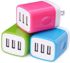 Wall Charger Adapter, USB Cubes, Sicodo 3Pack Universal Travel 3.1A 3 Muti Port by Sicodo