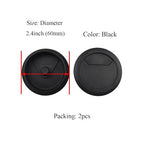 HAHIYO 2Pcs 2.4Inch/60mm Black ABS Plastic Sector-Shaped Desk Grommet Wire - Image 2
