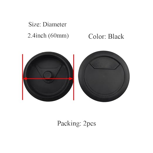 HAHIYO 2Pcs 2.4Inch/60mm Black ABS Plastic Sector-Shaped Desk Grommet Wire - Image 2