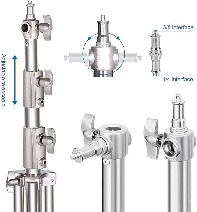 Stainless Steel Photography Video Tripod Stand, Spring Cushioned Heavy Duty - Image 2