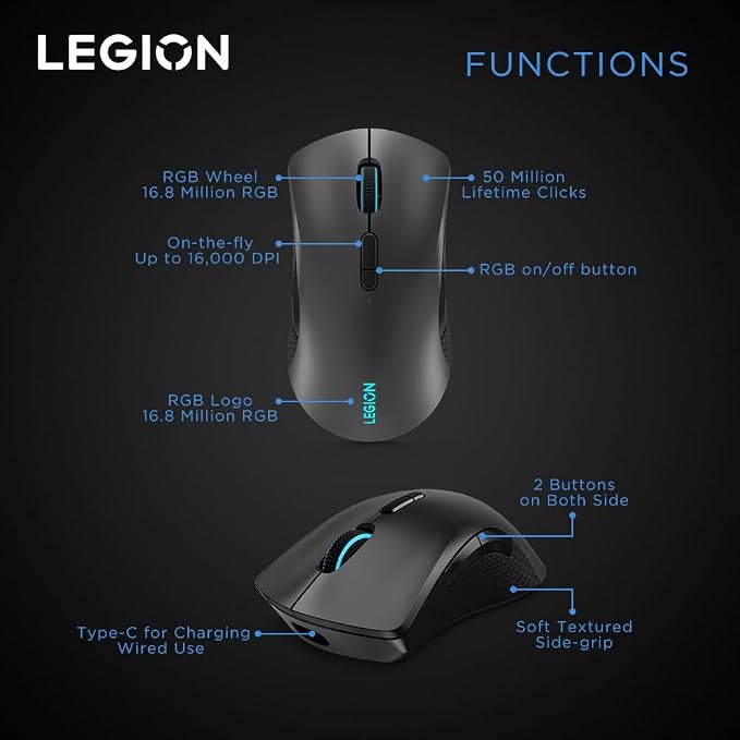 Lenovo Legion M600 RGB Wireless Gaming Mouse – 16, 000 DPI, 9 Programmable - Image 14