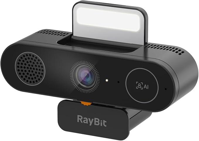 5-in-1 Design 4K Webcam with Speaker and Microphone, Built-in Light, Privacy by RayBit