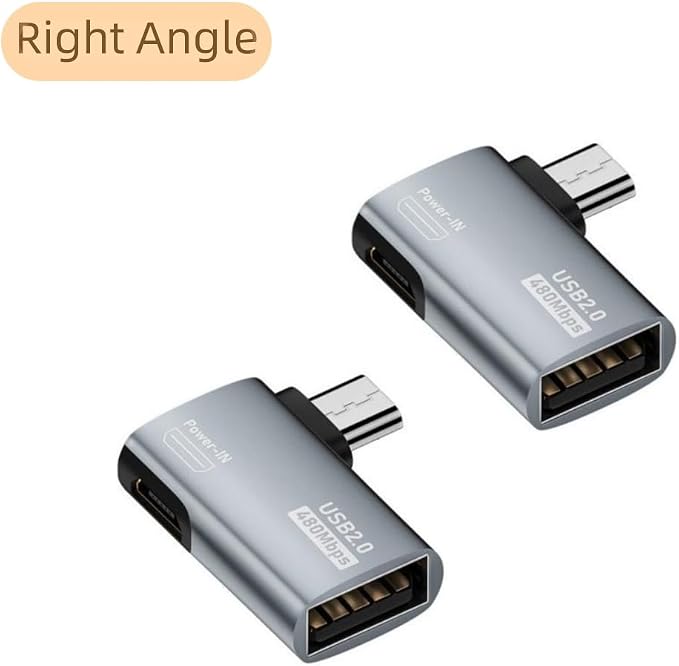 Powered Right Angle USB 2.0 Micro Male to USB Female Host OTG Adapter - Image 2
