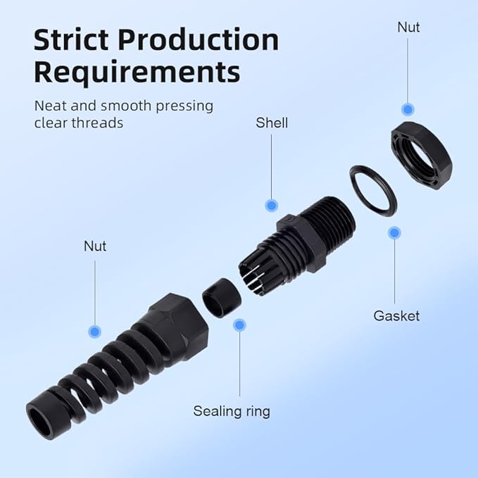 Strain Relief Cord Connector, CGELE 5 Pack NPT 1/2" Waterproof Cable Gland Cord - Image 5