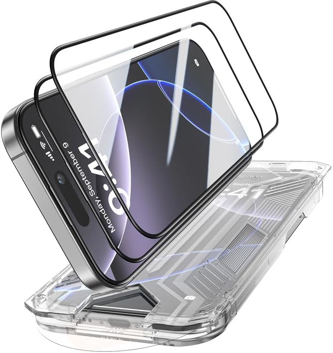 3 Pack for iPhone 15 Pro Tempered Glass Screen Protector:9H+ Durable, Auto by FUNCATGLOBAL