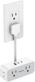 Short Extension Cord 6 inch, TESSAN Flat Plug Power Strip by TESSAN