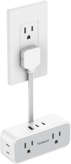 Short Extension Cord 6 inch, TESSAN Flat Plug Power Strip by TESSAN
