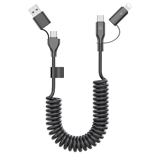 Coiled USB-C and Lightning Cable 2-in-1, 3FT iPhone 17 16 Car Charger Cord - Image 8