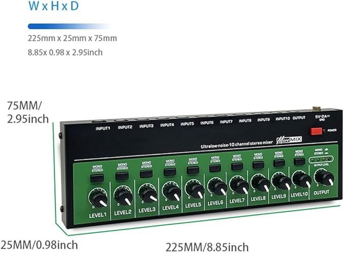 MX1002 10 Channels Stereo Headphone Amplifier Mini Portable Ultra Low Noise - Image 4