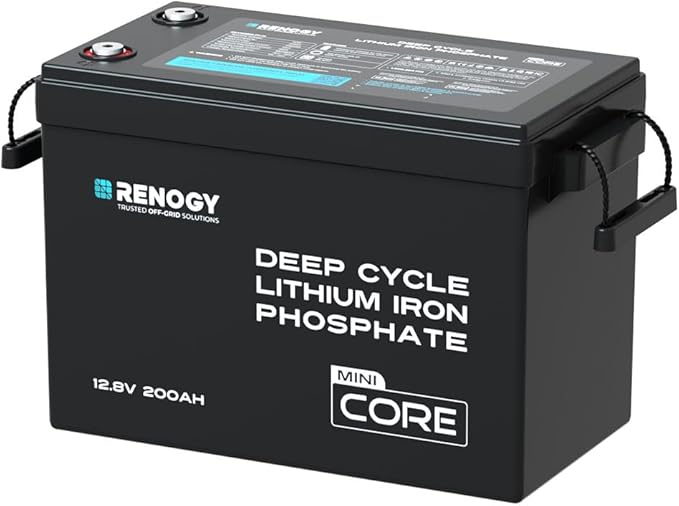 Renogy 12V 200Ah LiFePO4 Lithium Battery Mini Size, 200A Upgraded BMS, 380A by RenogySolar