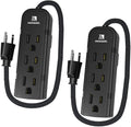 2Pack Small Power Strip Black Outlet - 1FT Heavy Duty Power Extension Cord by MaxwelManufacturing