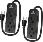 2Pack Small Power Strip Black Outlet - 1FT Heavy Duty Power Extension Cord by MaxwelManufacturing